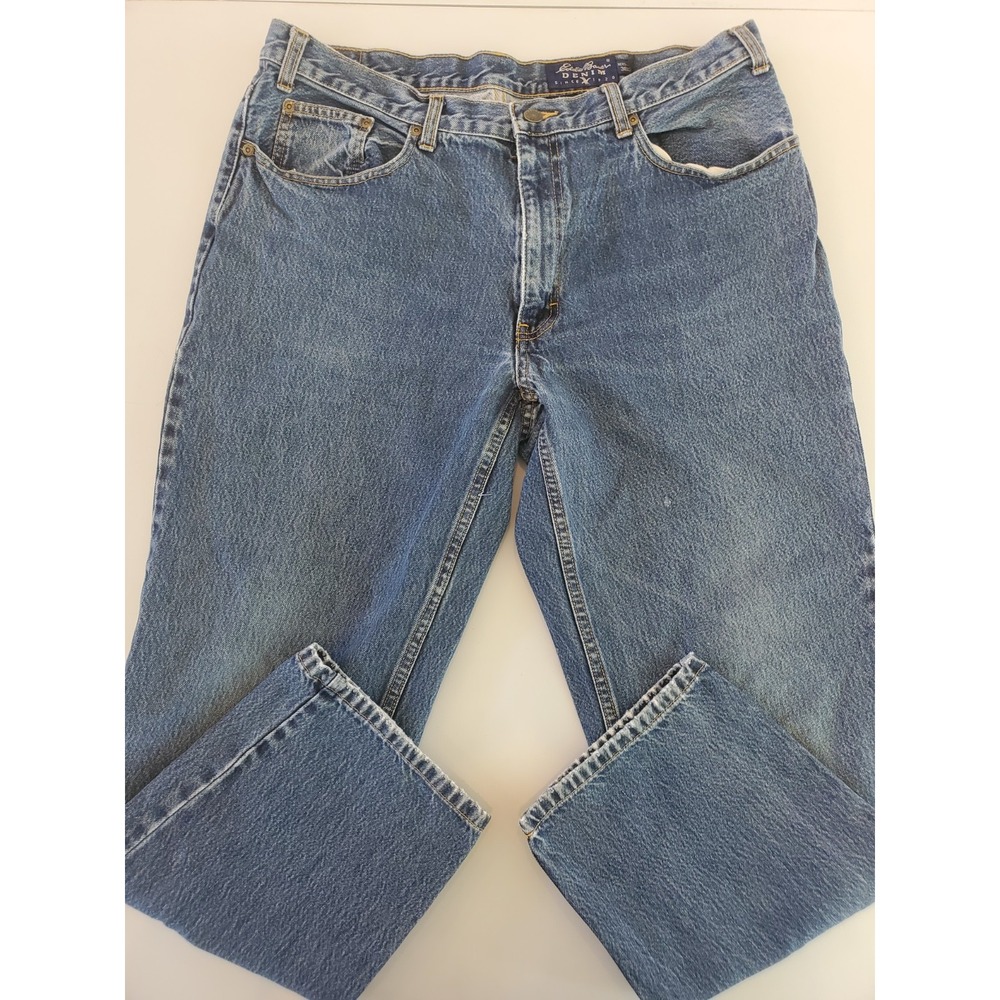 Eddie Bauer Denim Jeans Mens 38x30 Blue Straight Leg Relaxed Fit Cotton 38 x‎ 30